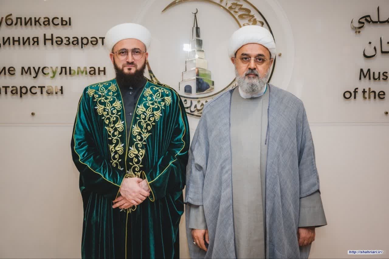 دیدار دکتر شهریاری، دبیر کل مجمع جهانی تقریب مذاهب اسلامی و شیخ کامل سمیع الله مفتی اعظم قازان 29/2/1403